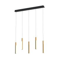 LED Pendant ELIOT MD4768-5-3BMT 25W 3000K black/wood                                                                                                                                                                                                           