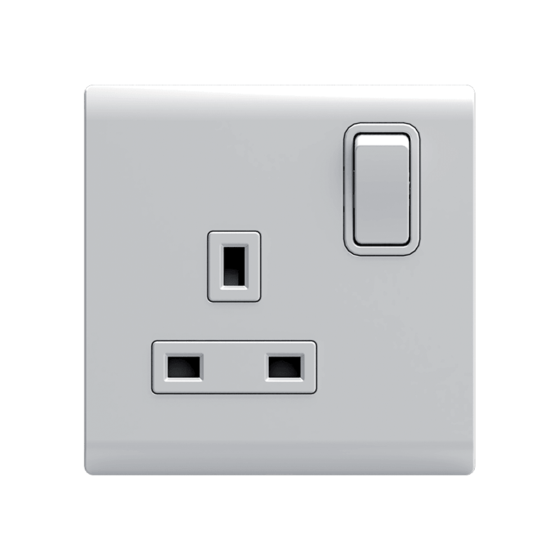 LONDON 1 BUTTON DOUBLE POLE SWITCH SOCKET WHITE | ELMARK