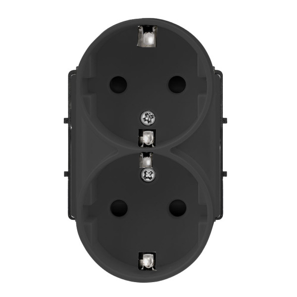 ELEMENT DOUBLE GERMAN SOCKET 16A, BLACK                                                                                                                                                                                                                        