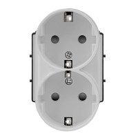 ELEMENT DOUBLE GERMAN SOCKET 16A, GRAY                                                                                                                                                                                                                         