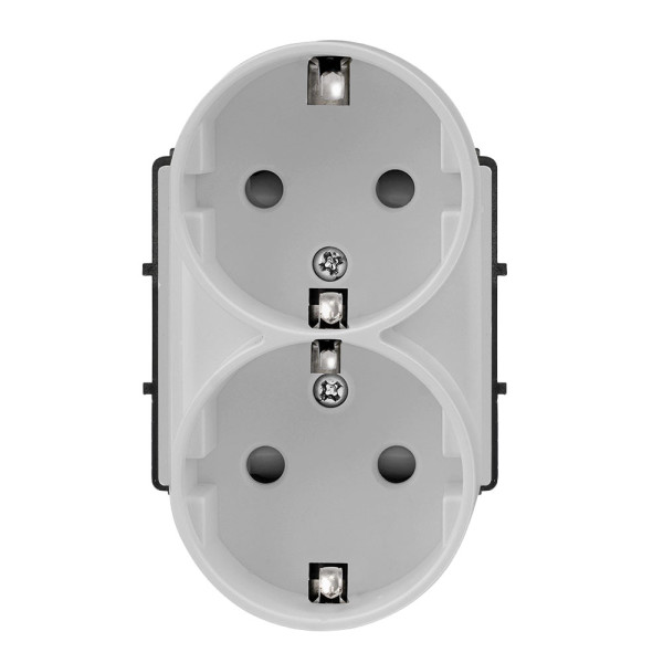 ELEMENT DOUBLE GERMAN SOCKET 16A, GRAY                                                                                                                                                                                                                         