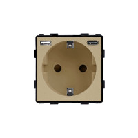 ELEMENT GERMAN SOCKET 16A WITH USB A+C, GOLD                                                                                                                                                                                                                   