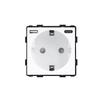 ELEMENT GERMAN SOCKET 16A WITH USB A+C, WHITE                                                                                                                                                                                                                  