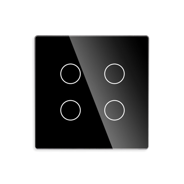 ELEMENT SMALL GLASS PANEL 4 GANG, BLACK                                                                                                                                                                                                                        