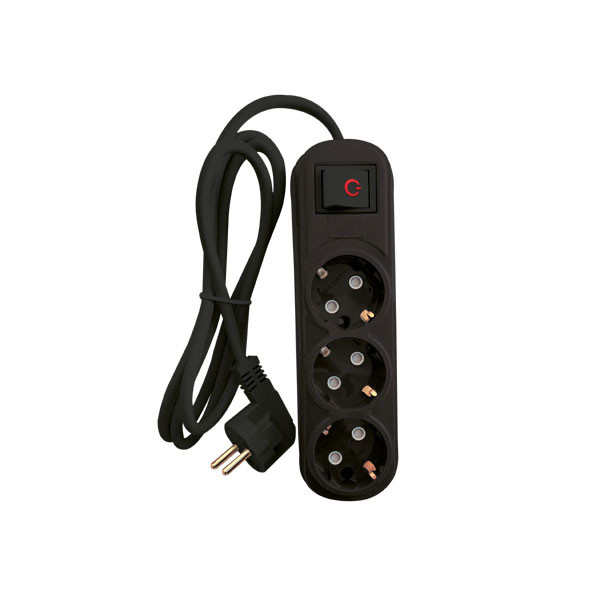MULTIPLUG ТRIPLE 5M H05VV-F 3G1.5MM2, BLACK                                                                                                                                                                                                                    