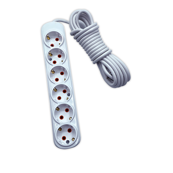 MULTIPLUG SIXFOLD 2M H05VV-F 3G1.5MM2, WHITE                                                                                                                                                                                                                   
