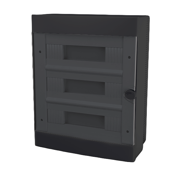 PLASTIC BOX FOR SURFACE MOUNTING 36 WAY (3X12), BLACK                                                                                                                                                                                                          