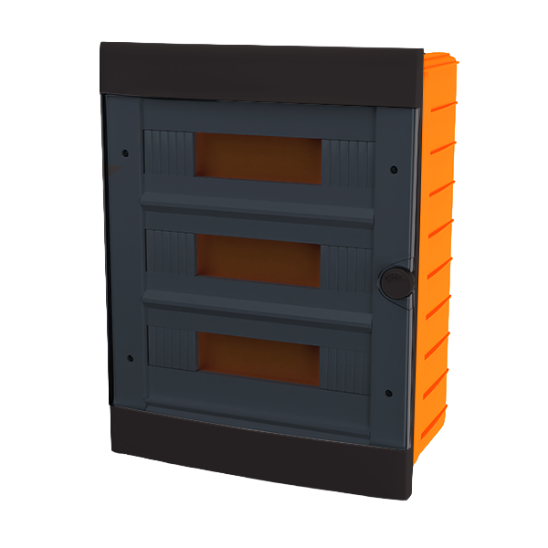 PLASTIC BOX FOR FLUSH MOUNTING 36 WAY (3X12), BLACK                                                                                                                                                                                                            