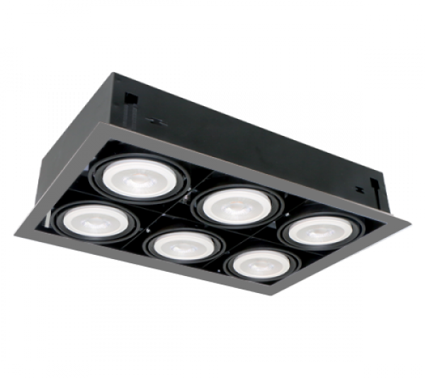 LED UGRADNA SVETILJKA QUAD610 10W 6XE27 4000K TAMNO SIVA